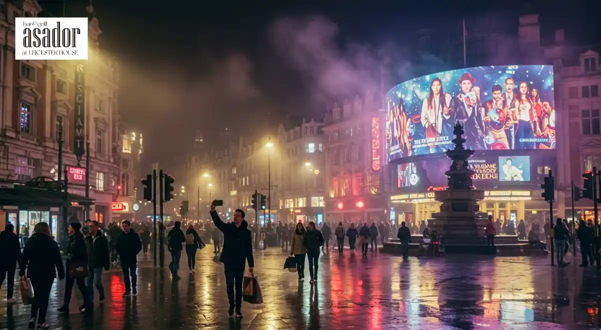 A Bright and Buzzing Atmosphere in Leicester Square