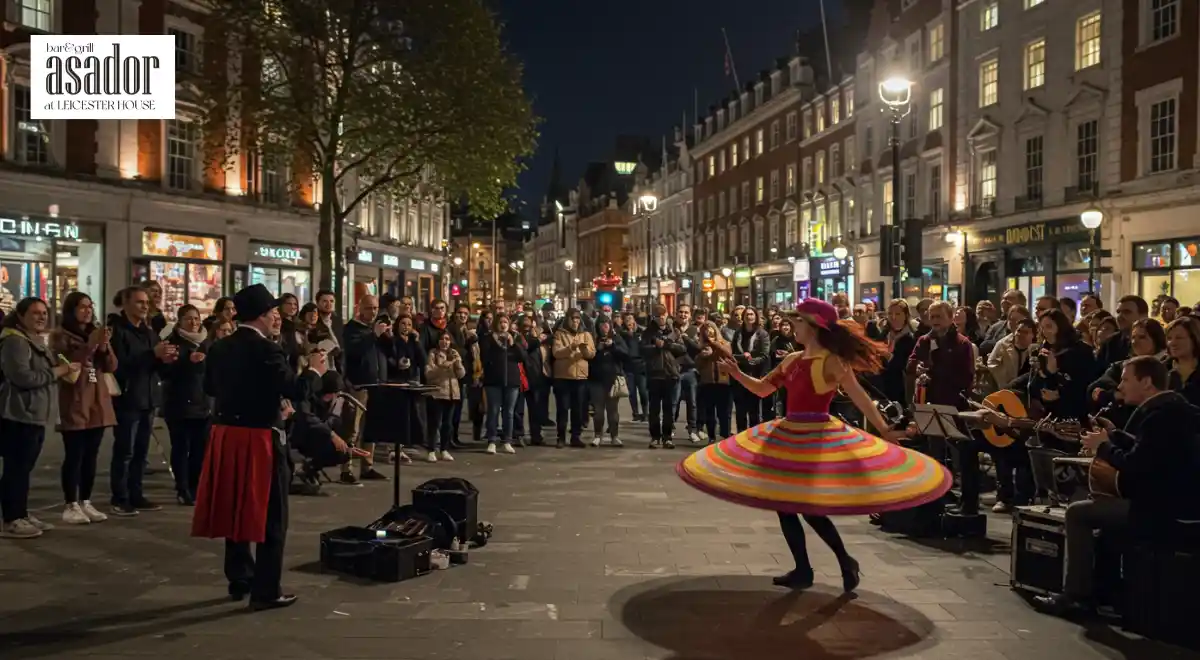 Live Street Performers and Entertainment Leicester Square at Night